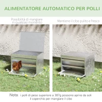 PawHut Mangiatoia per Galline 22 Litri 4 Polli, con Coperchio e Pedale, 51x38x40.5cm, Argento(m-5)