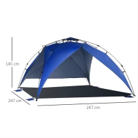 Outsunny Cort Plaja Pop-Up – Poliester Albastru cu Paleti & Funii(m-3)