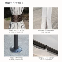Outsunny 10' x 10' Steel Gazebo Canopy Party Tent Shelter with Double Roof & Curtains & Netting Sidewalls, Light Grey(m-5)