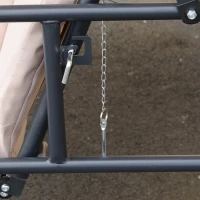 Outsunny Baloiço Jardim 3 Lugares Convertível em Cama com Toldo Reclinável Almofada para Jardim Terraço Pátio Ar livre Carga Máxima 340kg 200x125x170cm Bege(m-12)