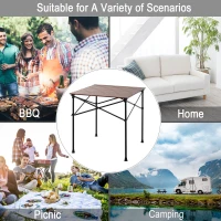 Outsunny Square Folding Aluminium Picnic Table Portable Camping BBQ Table Roll Up Top with Carrying Bag(m-5)
