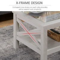 HOMCOM 100cmx55cm(39.25''x21.75'') Coffee Table Sofa Desk Tempered Glass Table Top with Storage Shelf for Living Room, Bedroom(m-5)