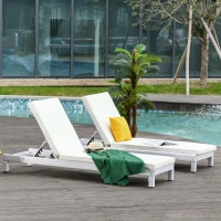 Outsunny Set 2 Sezloguri de Gradina in PE Rattan cu Perna Captusita Alba(m-1)