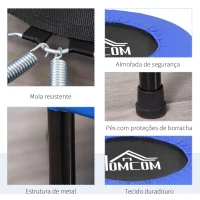 HOMCOM Trampolim Fitness Ø81cm Trampolim de Aço com Borda Protetora e 28 Molas para Exercícios em Interior E Exterior Carga 100kg 81x81x22,5cm Preto e Azul(m-4)
