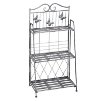 Outsunny Rafturi pentru ghiveci cu 3 nivele pentru Gradina Balcon Intern, Gri Argintiu, 44 x 25 x96cm(m-12)