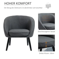 HOMCOM eetkamerstoel woonkamer stoel bureaustoel gestoffeerde stoel modern polyester hout grijs 71 x 65 x 75 cm(m-4)