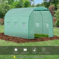 Outsunny 3 x 2 x 2m Greenhouse Replacement Cover ONLY Winter Garden Plant PE Cover for Tunnel Walk-in Greenhouse with Roll-up Windows Door Outdoor(m-6)