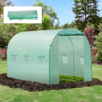 Outsunny 3 x 2 x 2m Greenhouse Replacement Cover ONLY Winter Garden Plant PE Cover for Tunnel Walk-in Greenhouse with Roll-up Windows Door Outdoor(m-11)