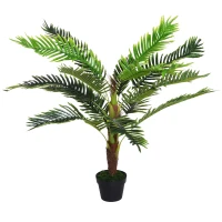 Outsunny Artificial palm tree height 123 cm artificial tree decoration plastic wire pot included green(m-7)