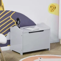 HOMCOM Wooden Kids Toy Box Children Storage Organizer Chest Safety Hinge Playroom Furniture Grey(m-10)