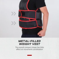 HOMCOM 15kg Men Or Women Waist Trainer Vest Adjustable Weighted w/ 38 Weight Bags  Easy Use Cardio Running Fitness Black Red For Weight Loss Exercise Workout(m-7)
