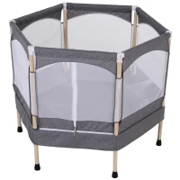HOMCOM Kids 50-inch Outdoor Trampoline w/ Safety Enclosure Net and Spring Pad Grey(m-12)