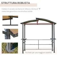 Outsunny Gazebo a Pergola con Tetto Impermeabile e Ripiani Portaoggetti, 240x150x230cm(m-4)