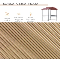 Outsunny Gazebo a Pergola con Tetto Impermeabile e Ripiani Portaoggetti, 240x150x230cm(m-6)