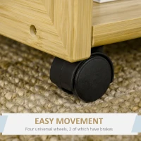 HOMCOM C-Shaped Side Table, Mobile End Table, Under Sofa Table with Wheels, Bamboo Frame for Living Room, Bedroom(m-6)