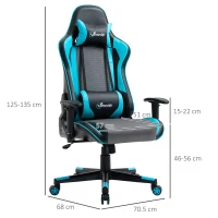 Vinsetto Gaming Chair Racing Style Ergonomic Office Chair High Back Computer Desk Chair Adjustable Height Swivel Recliner with Headrest and Lumbar Support, Sky Blue(m-3)