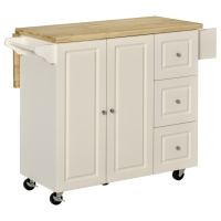 HOMCOM Drop-Leaf Kitchen Island on Wheels Utility Storage Cart with Drawers & Cabinet for Kitchen, Dining & Living Room