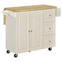 HOMCOM Drop-Leaf Kitchen Island on Wheels Utility Storage Cart with Drawers & Cabinet for Kitchen, Dining & Living Room(m-1)