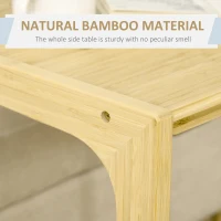 HOMCOM C-Shaped Side Table, Mobile End Table, Under Sofa Table with Wheels, Bamboo Frame for Living Room, Bedroom(m-5)