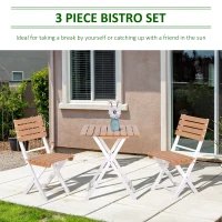 Outsunny 3 Piece Patio Bistro Set, Folding Outdoor Chairs and Table Set, Pine Wood Frame for Poolside Garden, Natural(m-4)