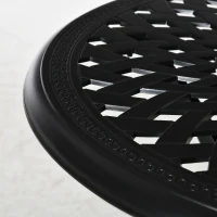 Outsunny 78cm Round Garden Dining Table with Parasol Hole Antique Cast Aluminium Outdoor Table Only, Black(m-6)