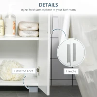 kleankin Modern Bathroom Floor Cabinet, Free Standing Linen Cabinet, Storage Cupboard with 3 Tier Shelves, White(m-6)