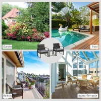 Outsunny Komplet stolik z krzesłami z technorattanu, 3-częściowy Komplet wypoczynkowy 63 cm x 57 cm x 76 cm(m-6)