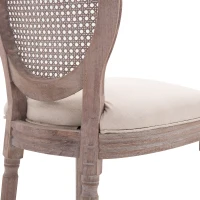 Antique Style Padded Seat Dining Chair Oval Back Linen Fabric Solid Wood(m-9)