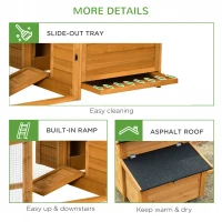 PawHut 2-Tier Chicken Coop, Wooden Hen House, Poultry Habitat Outdoor Backyard with Removable Tray, Nesting Box, Outside Run, Ramp, 180L x 92W x 78H(m-7)