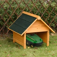 OUTSUNNY Automatic Lawn Mower Shed with Bituminous Felt Roof & Feet Covers, Outdoor Storage, Solid Wood, 75 x 76 x 70cm(m-8)