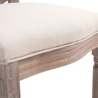 Antique Style Padded Seat Dining Chair Oval Back Linen Fabric Solid Wood(m-8)