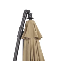 Outsunny 3(m) Cantilever Umbrella 18 Ribs & Vents Adjustable Angle for Patio Khaki(m-10)