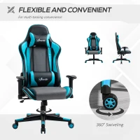 Vinsetto Gaming Chair Racing Style Ergonomic Office Chair High Back Computer Desk Chair Adjustable Height Swivel Recliner with Headrest and Lumbar Support, Sky Blue(m-6)