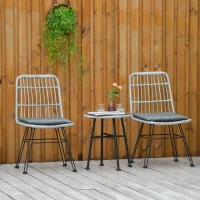 Outsunny Set masuta de cafea si 2 scaune , din ratan PE, Gri(m-2)