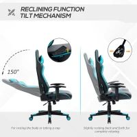 Vinsetto Gaming Chair Racing Style Ergonomic Office Chair High Back Computer Desk Chair Adjustable Height Swivel Recliner with Headrest and Lumbar Support, Sky Blue(m-5)