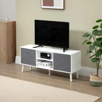 HOMCOM TV Cabinet Stand Unit for TVs up to 50'' with Foldable Drawers, Entertainment Centre for Living Room White(m-10)