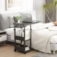 HOMCOM C-Shaped Mobile Sofa Bed Side Table Adjust Height 3-Tier Nightstand Home Cart w/ Casters, Brake(m-2)