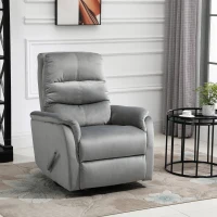 HOMCOM Manual Recliner Armchair, Velvet-Touch Polyester Fabric Upholstered Rocking Chair w/ Footrest, Armrest(m-8)