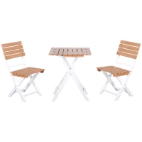 Outsunny 3 Piece Patio Bistro Set, Folding Outdoor Chairs and Table Set, Pine Wood Frame for Poolside Garden, Natural(m-1)