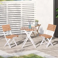 Outsunny 3 Piece Patio Bistro Set, Folding Outdoor Chairs and Table Set, Pine Wood Frame for Poolside Garden, Natural(m-2)