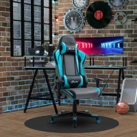 Vinsetto Gaming Chair Racing Style Ergonomic Office Chair High Back Computer Desk Chair Adjustable Height Swivel Recliner with Headrest and Lumbar Support, Sky Blue(m-10)