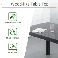 Outsunny Garden Table Aluminum Table Garden Terrace Wood-Plastic WPC Non-Wood Black(m-5)