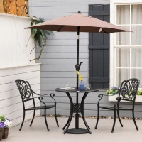 Outsunny 78cm Round Garden Dining Table with Parasol Hole Antique Cast Aluminium Outdoor Table Only, Black(m-7)