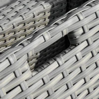 Outsunny 3 Pieces Outdoor PE Rattan Sofa Set, Patio Wicker Sectional Conversation Aluminium Frame Furniture Set, 4-Level Adjust Backrest Chaise Lounge w/ Padded Cushion, Tea Table, Mixed Grey(m-7)