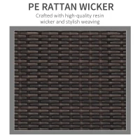 Outsunny 3 Seater Rattan Sofa, All-Weather Wicker Weave Metal Frame Chair with Fire Resistant Cushion, Brown(m-6)