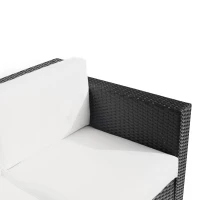 Outsunny Rattan 3-Seater Sofa-Black(m-10)