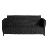 Outsunny Rattan 3-Seater Sofa-Black(m-12)