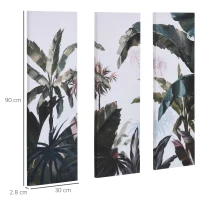 Arta de perete pe panza din 3 piese HOMCOM, Imagini de perete pentru decorul camerei de zi, al dormitorului, 90 x 30 cm x 3(m-3)