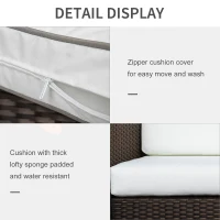 Outsunny 3 Seater Rattan Sofa, All-Weather Wicker Weave Metal Frame Chair with Fire Resistant Cushion, Brown(m-7)