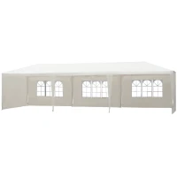 Outsunny 9 x 3 m Party Tent Gazebo Marquee Outdoor Patio Canopy Shelter with Windows and Side Panels White(m-1)